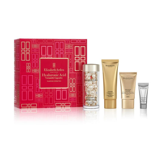 Elizabeth Arden Plumping Hydration 4 Piece Gift Set including 60 PC Hyaluronic Acid Capsules