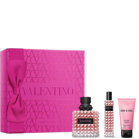 Valentino Born in Roma Donna 100ml EDP, 50ml Body Lotion & 15ml Travel Spray Gift Set