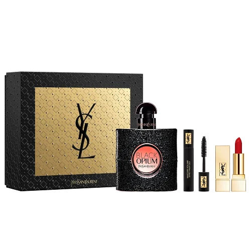 Yves Saint Laurent Black Opium 50ml EDP, 1.3g Lipstick & 2ml Mascara G ...