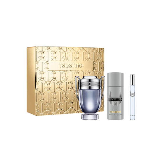 Rabanne Invictus 100ml EDT, 150ml Deo Spray & 10ml Travel Spray Gift Set