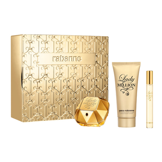 Rabanne Lady Million 50ml EDP, 75ml Body Lotion & 10ml Travel Spray Gift Set