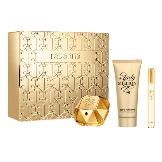 Rabanne Lady Million 80ml EDP, 100ml Body Lotion & 10ml Travel Spray Gift Set