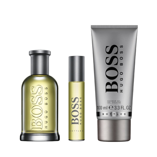 Hugo Boss Bottled Gift Set 100ml EDT Spray, 10ML EDT Travel Spray & 100ML Shower Gel