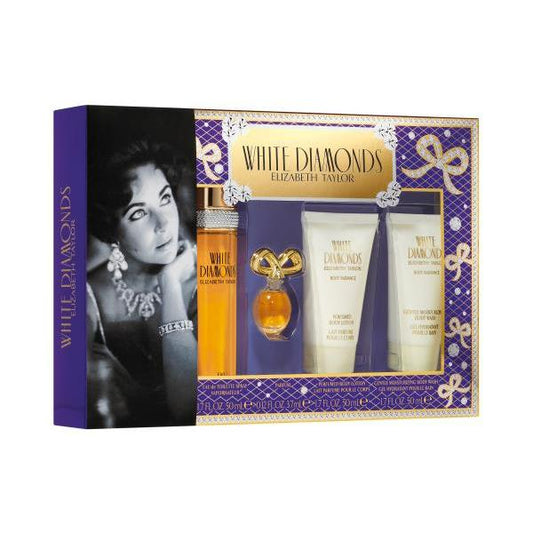 Elizabeth Taylor White Diamonds 50ml EDT, 3.7ml Parfum Replica & 50ml Body Lotion & Wash