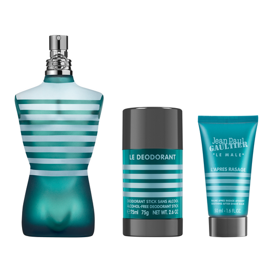 Jean Paul Gaultier Le Male 125ml EDT, 75ml Deo Stick & 50ml Aftershave Balm Gift Set