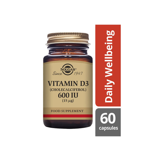 Solgar® Vitamin D3 (Cholecalciferol) 600 IU (15 µg) Vegetable Capsules - Pack of 60
