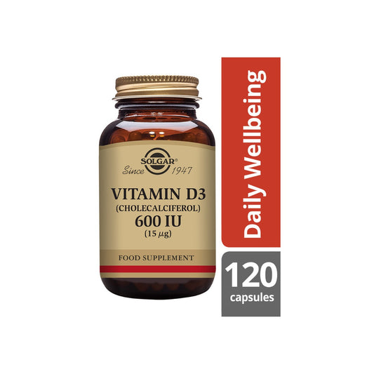 Solgar® Vitamin D3 (Cholecalciferol) 600 IU (15 µg) Vegetable Capsules - Pack of 120