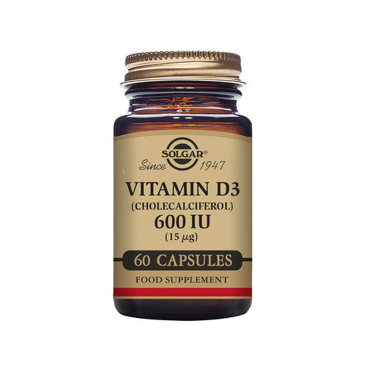 Solgar® Vitamin D3 (Cholecalciferol) 600 IU (15 µg) Vegetable Capsules - Pack of 60