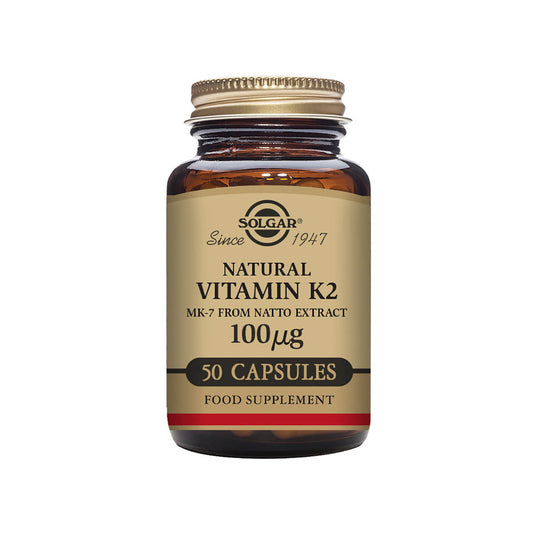 Solgar® Natural Vitamin K2 (MK-7) 100 µg  Vegetable Capsules - 50 Pack