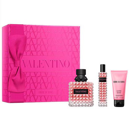 Valentino Born in Roma Donna 100ml EDP, 50ml Body Lotion & 15ml Travel Spray Gift Set